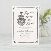 手お洒落引き婚約パーティ 招待状 (スタンド正面)