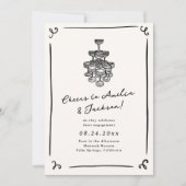 手お洒落引き婚約パーティ 招待状 (正面)