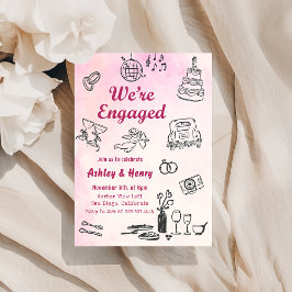 手お洒落引き婚約パーティ 招待状