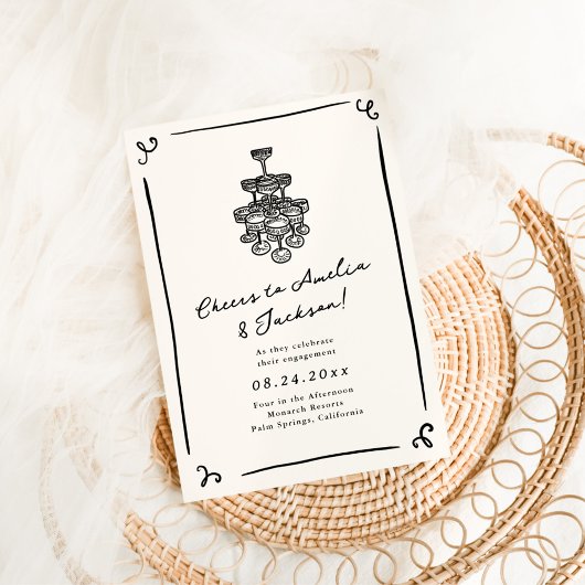 手お洒落引き婚約パーティ 招待状