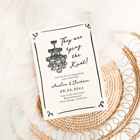 手お洒落引き婚約パーティ 招待状