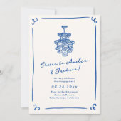 手お洒落引き婚約パーティ 招待状 (正面)