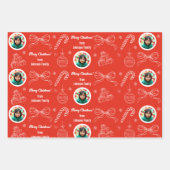 手お洒落引き家族の写真クリスマスプレゼント ラッピングペーパーシート (正面2)