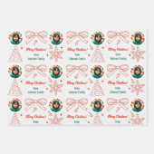 手お洒落引き家族の写真クリスマスプレゼント ラッピングペーパーシート (正面)