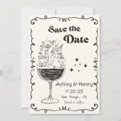 手お洒落引き式予測できな日付を保存 招待状 (正面)