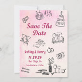 手お洒落引き式予測できな日付を保存 招待状 (正面)