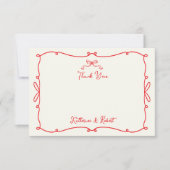 手お洒落引き弓の結婚サンキューカード サンキューカード (正面)