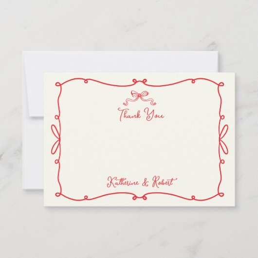 手お洒落引き弓の結婚サンキューカード サンキューカード (正面)