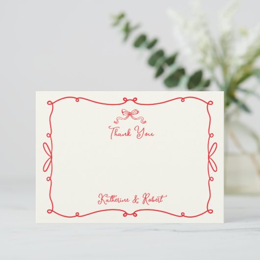 手お洒落引き弓の結婚サンキューカード サンキューカード (スタンド正面)