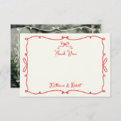 手お洒落引き弓の結婚サンキューカード サンキューカード (正面/裏面)