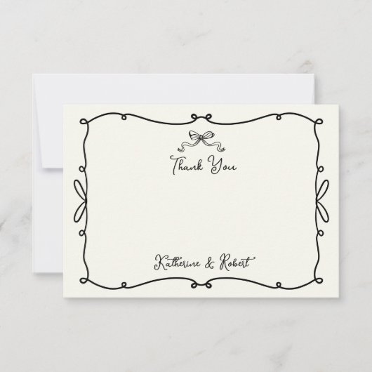手お洒落引き弓の結婚サンキューカード サンキューカード (正面)