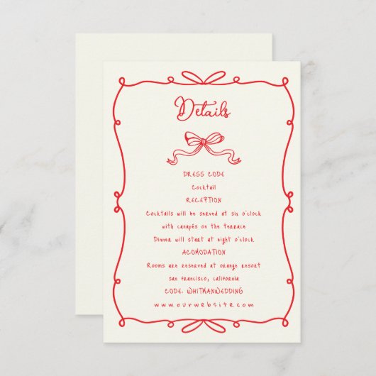 手お洒落引き弓ウェディングレセプション エンクロージャーカード (正面/裏面)