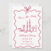 手お洒落引き弓ウェディング日付を保存 招待状 (正面)