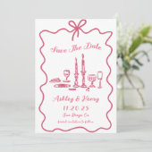 手お洒落引き弓ウェディング日付を保存 招待状 (スタンド正面)