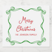 手お洒落引き弓クリスマスファミリー名 スパークリングワインラベル (シングルラベル)