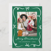 手お洒落引き弓グリーン2写真クリスマス シーズンカード (正面)