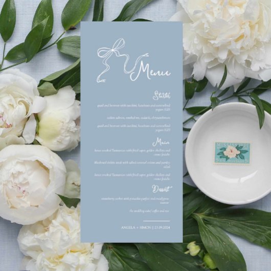 手お洒落引き弓ダスティブルー結婚のメニュー メニュー