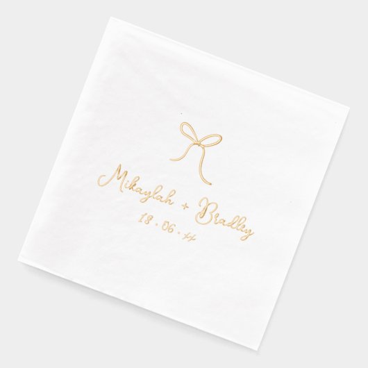 手お洒落引き弓パーソナライズされた結婚の 箔ナプキン (左)