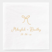 手お洒落引き弓パーソナライズされた結婚の 箔ナプキン (正面)