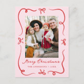 手お洒落引き弓ピンクと赤の写真 シーズンポストカード (正面)