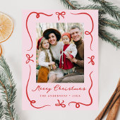 手お洒落引き弓ピンクと赤の写真 シーズンポストカード