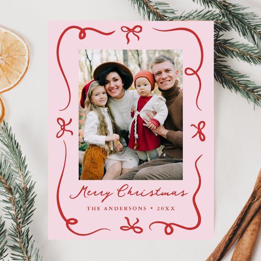 手お洒落引き弓ピンクと赤の写真 シーズンポストカード