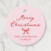 手お洒落引き弓ピンクのクリスマスプレゼントラベル フェイバータグ (正面)