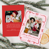 手お洒落引き弓ピンク2写真クリスマス シーズンカード