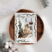 手お洒落引き弓フォトクリスマス シーズンカード