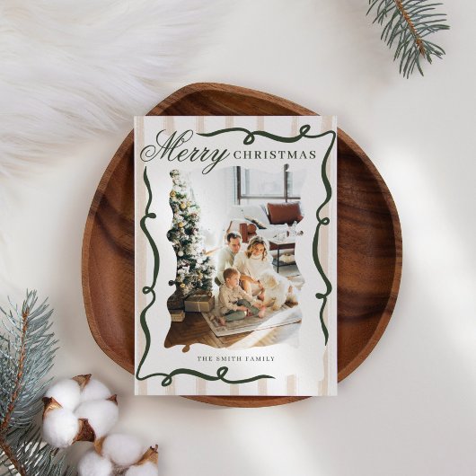 手お洒落引き弓フォトクリスマス シーズンカード