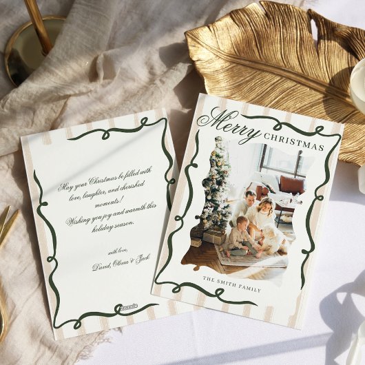 手お洒落引き弓フォトクリスマス シーズンカード