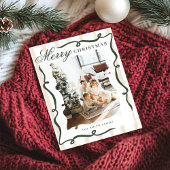 手お洒落引き弓フォトクリスマス シーズンカード