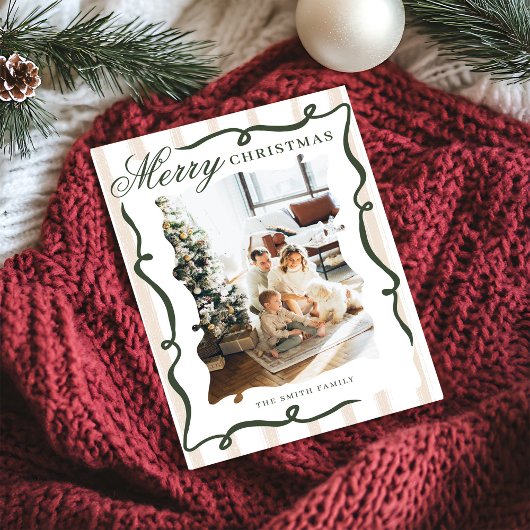 手お洒落引き弓フォトクリスマス シーズンカード
