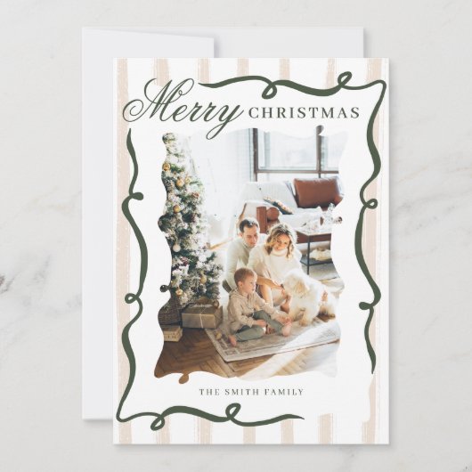 手お洒落引き弓フォトクリスマス シーズンカード (正面)