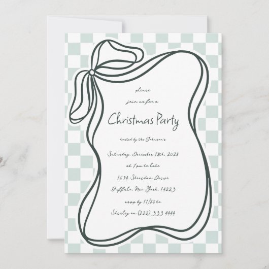 手お洒落引き弓フレームクリスマス 招待状 (正面)