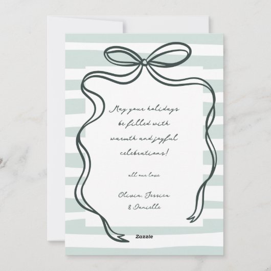 手お洒落引き弓フレーム写真クリスマス シーズンカード (裏面)