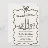 手お洒落引き弓ブライダルシャワー招待 招待状 (正面)