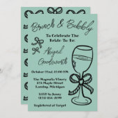 手お洒落引き弓ブライダルシャワー招待 招待状 (正面/裏面)