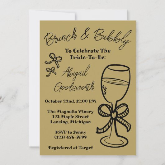 手お洒落引き弓ブライダルシャワー招待 招待状 (正面)