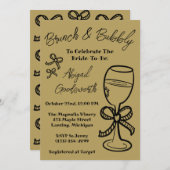 手お洒落引き弓ブライダルシャワー招待 招待状 (正面/裏面)