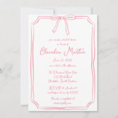 手お洒落引き弓ブライダルシャワー招待 招待状 (正面)