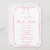 手お洒落引き弓ブライダルシャワー招待 招待状 (正面)