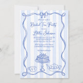 手お洒落引き弓ブライダル茶パーティー 招待状 (正面)