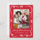 手お洒落引き弓レッド2写真クリスマス シーズンカード (正面)