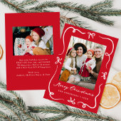 手お洒落引き弓レッド2写真クリスマス シーズンカード