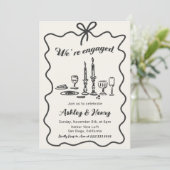 手お洒落引き弓婚約パーティ 招待状 (スタンド正面)