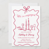 手お洒落引き弓婚約パーティ 招待状 (正面)