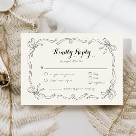 手お洒落引き弓RSVP応答カード 出欠カード