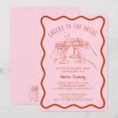 手お洒落引き応援を花嫁に 招待状 (正面/裏面)