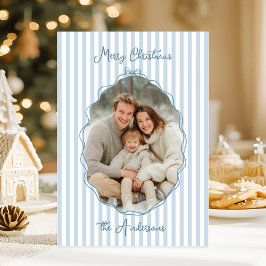 手お洒落引き枠の青ストライプ色 シーズンカード